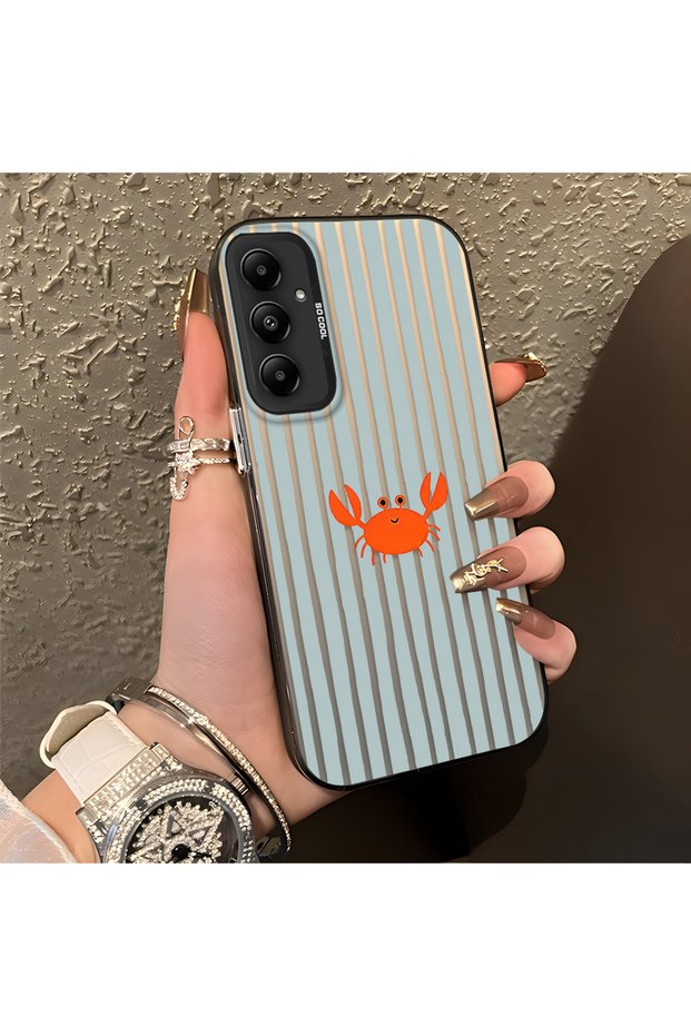 Samsung Galaxy A05S Compatible Simple Striped Cartoon Little Red Crab Impact-Resistant Drawing