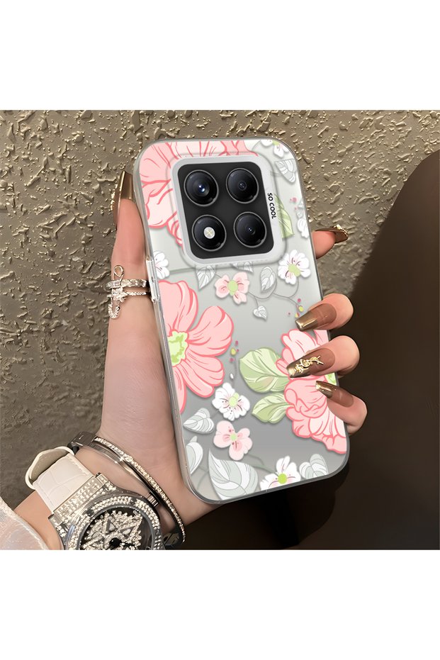 Redmi Note 14 Pro 4G/5G Compatible Fresh Pink White Flower Ivy Full Surround Elegant Shockproof Printing