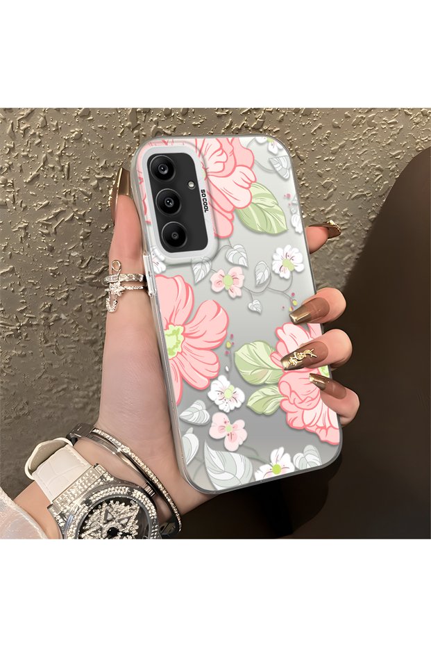 Samsung Galaxy A25 Compatible Fresh Pink White Flower Ivy Full Surround Elegant Shockproof Printing