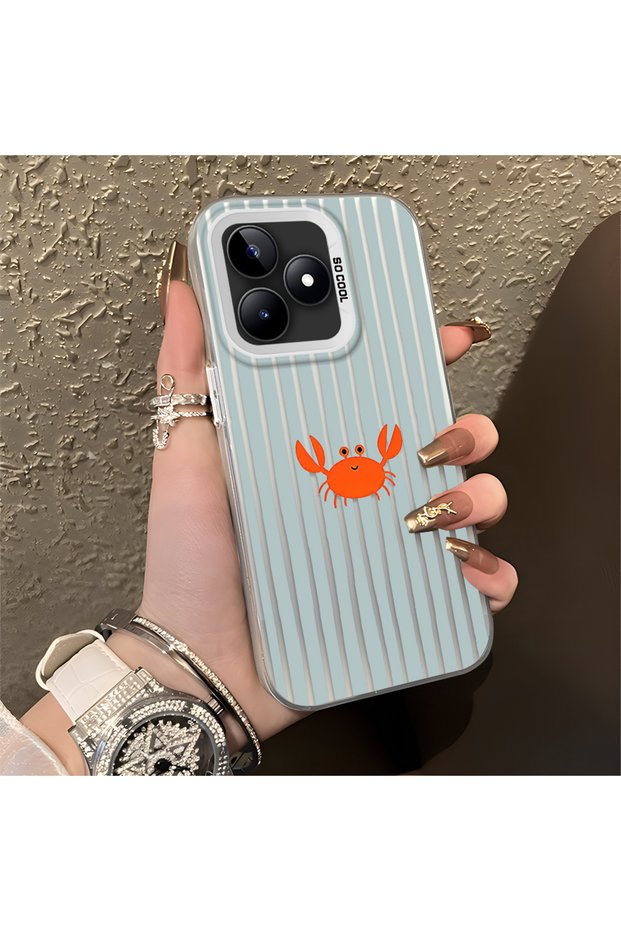 Realme Note 50 Compatible Simple Striped Cartoon Little Red Crab Impact-Resistant Drawing