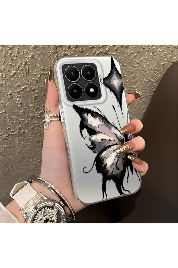 Mi 15t Compatible Cool Ink Pink White Butterfly Star Simple Style Shock Absorbing