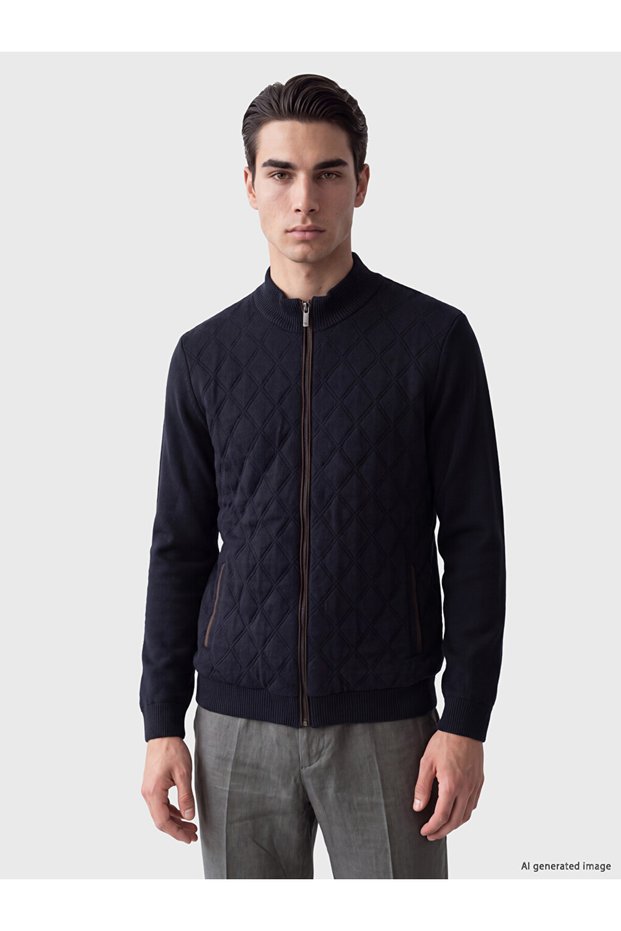 I Standart Fit Upright Roba Collar Men's Knitwear Cardigan from Freezen Store