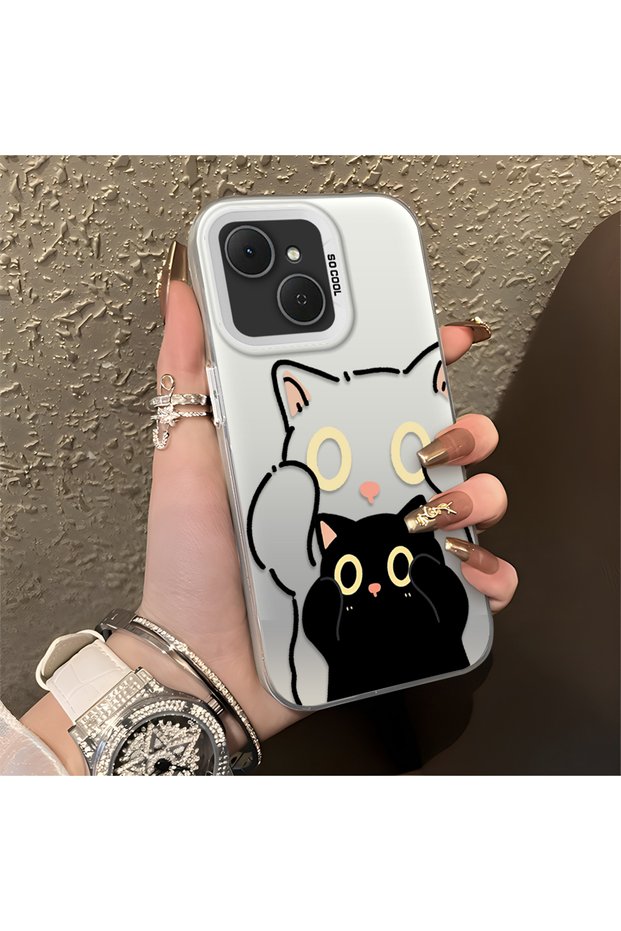 Tecno Spark 40C Compatible Simple Stripes Cute Black Cat Impact Wear-Resistant Art Print