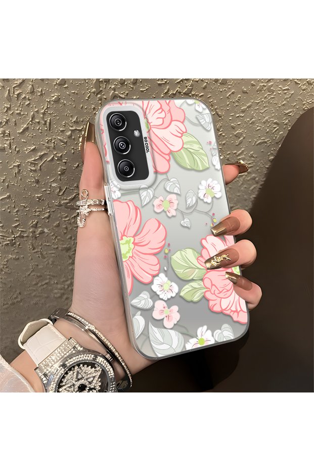 Samsung Galaxy M34 Compatible Fresh Pink White Flower Ivy Full Surround Elegant Shockproof Printing