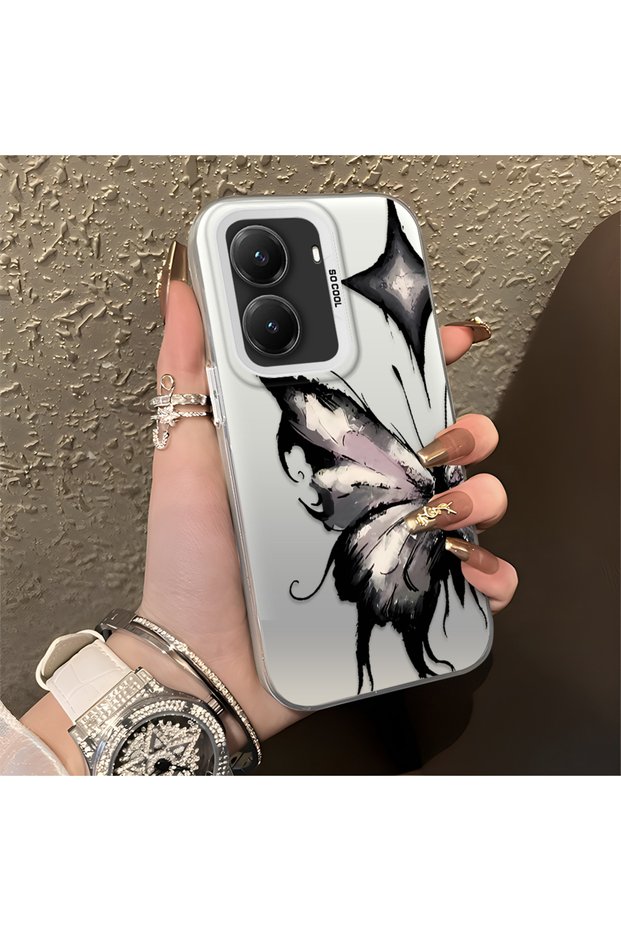 Poco X7 Pro Compatible Cool Ink Pink White Butterfly Star Simple Style Shock Absorbing