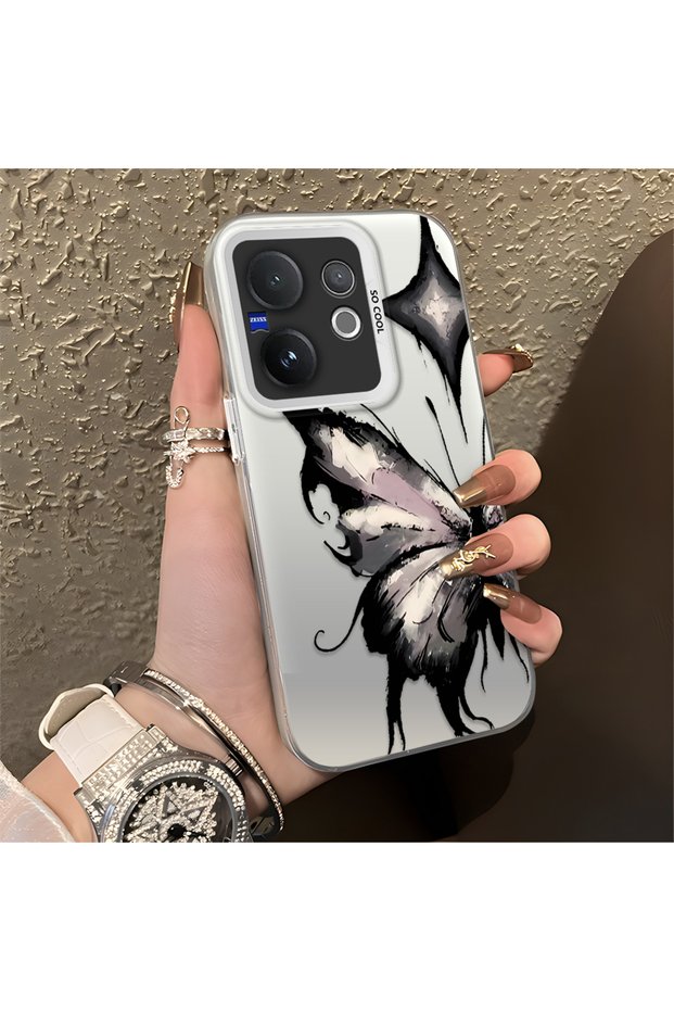 Vivo V60 Compatible Air Ink Pink White Butterfly Star Simple Style Shock Absorbing