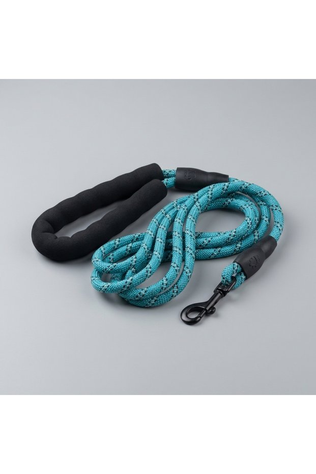 210 cm Length Durable Turquoise Dog Walking Leash with Reflective and Comfortable Soft Grip Handle