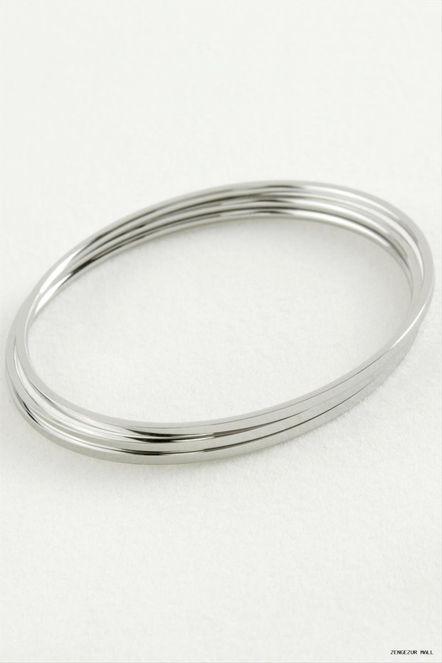 Zngzrmll 3Pcs Ajda Luxury Steel Bracelet 65X2 mm (110211) Silver Color