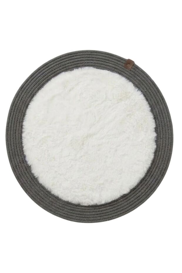 Moon Series Jute Edged Round Plush Bath Mat | Non-Slip Base Washable Mat (13 Colors)