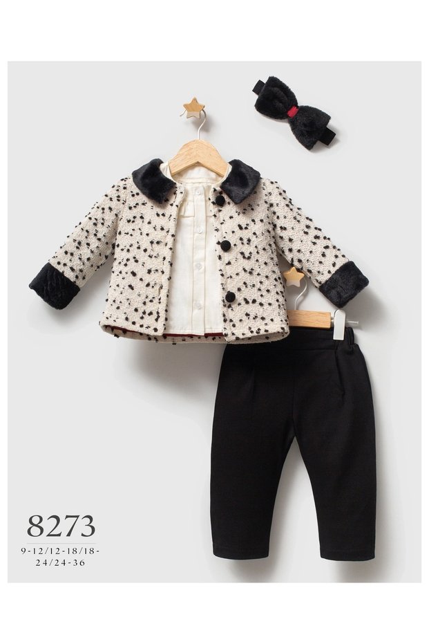 Baby Girl Bandana 3-Piece Jacket and Pants Set