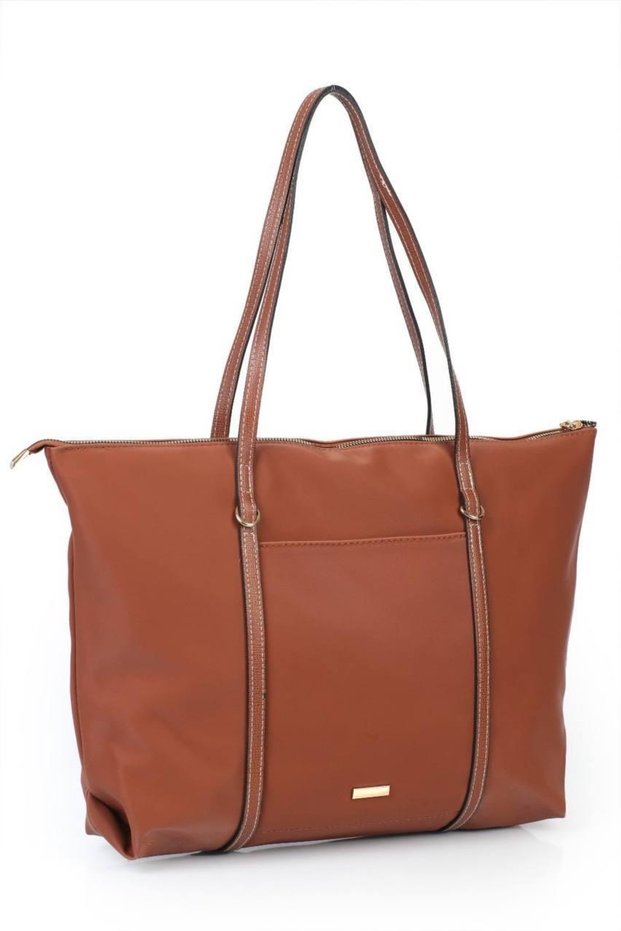 Large Size Women's Shoulder Bag with Ribbon Detail