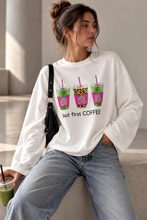 Printed Loose-Sleeve Casual Modal Combed Cotton Blouse Fw3466