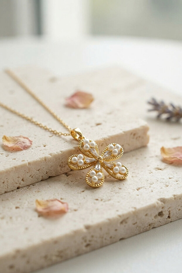 Chain Gold Color Flower Model Women's Necklace - Ebj260926W47067