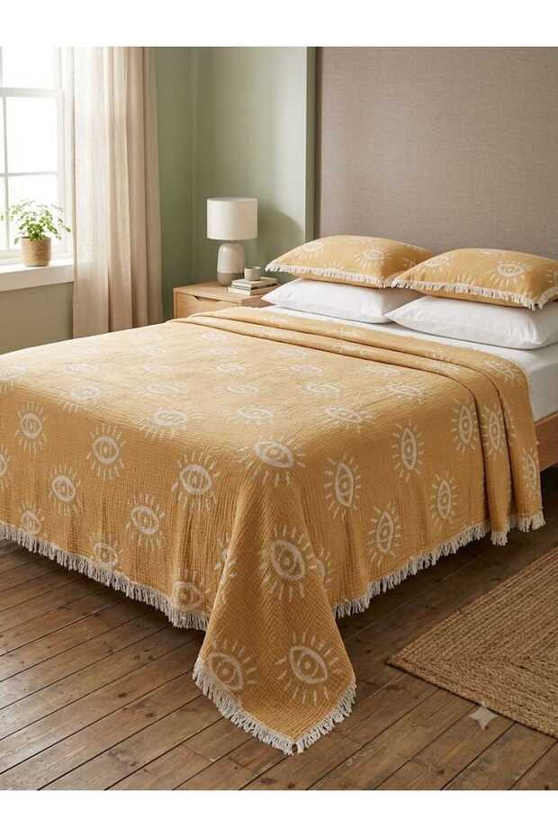 260 X 280 cm King Size Bedspread, Jacquard 4 Layer Muslin Bedspread, Cotton Bedspread