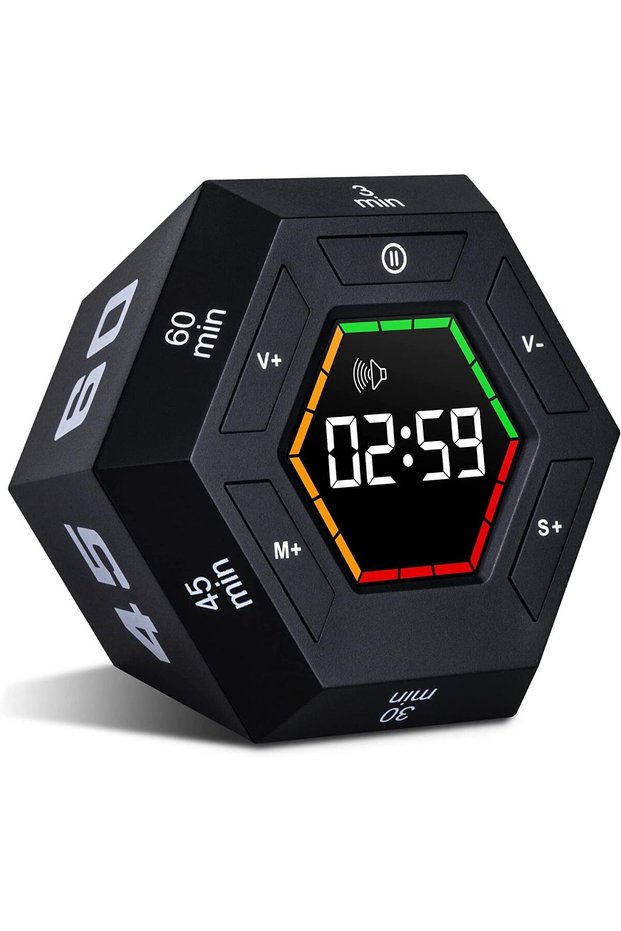 Hexagon Flip Pomodoro Timer, Smart Countdown Visual Magnetic Productivity Timer, ADHD Tools for Kids
