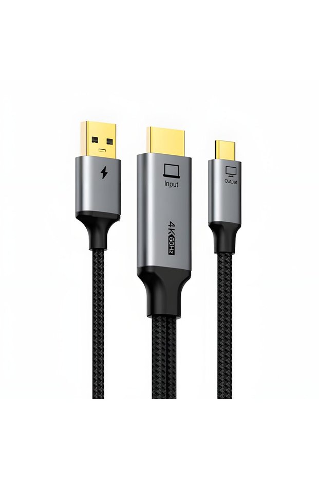 كابل HDMI نشط إلى USB-C من CABLETIME بطول 2 متر مع طاقة USB، مصدر HDMI إلى شاشة USB-C، أحادي الاتجاه، 4K 60