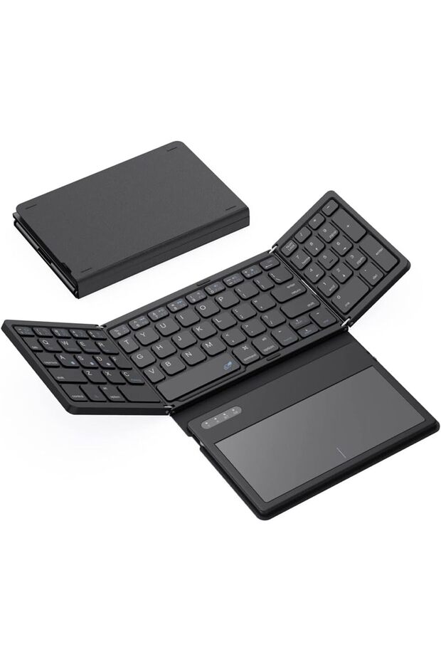Foldable Bluetooth Keyboard, Azonee Portable Full Size Bluetooth Keyboard with Large Touchpad, Recha