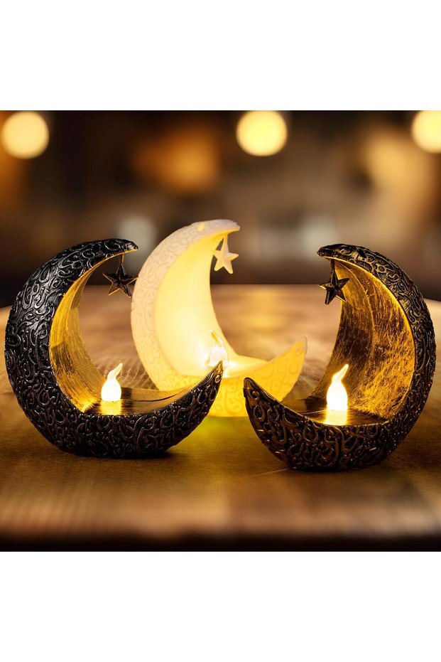 فوانيس رمضان، أضواء شموع LED صغيرة للزينة، 6 قطع من فوانيس عيد مبارك الصغيرة للديكور