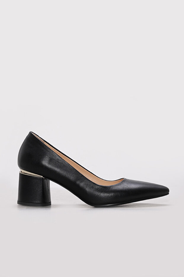 Genuine Leather Black Women's Low Heel Shoes 322Za2764