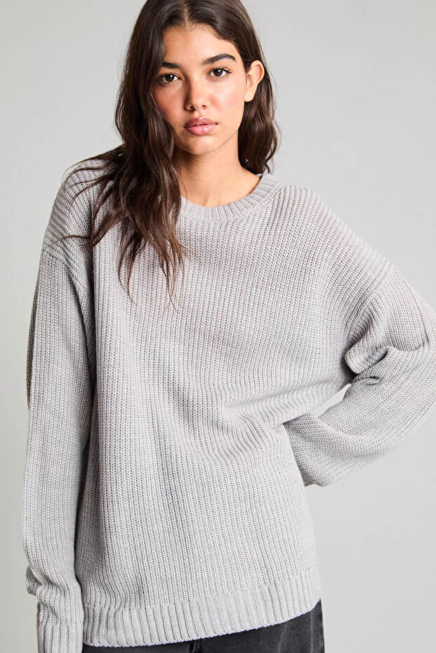 Regular Fit Basic Knitwear Gray Women's Sweater H6905Az/Gr192