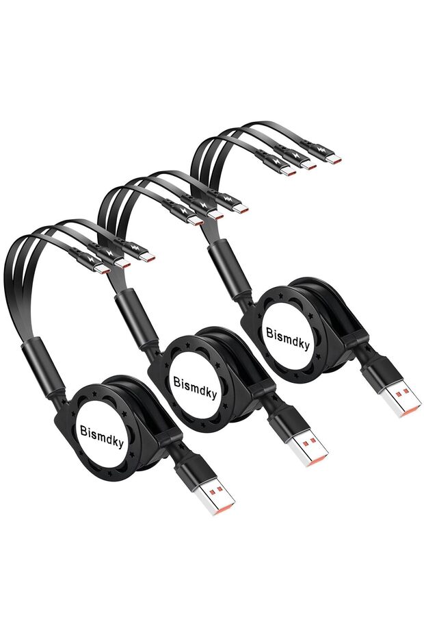 USB Type C Retractable Cable Fast Charging[3.3Ft 3-Pack],USB A to C Charger Cable,QC 3.0 Sync Data C