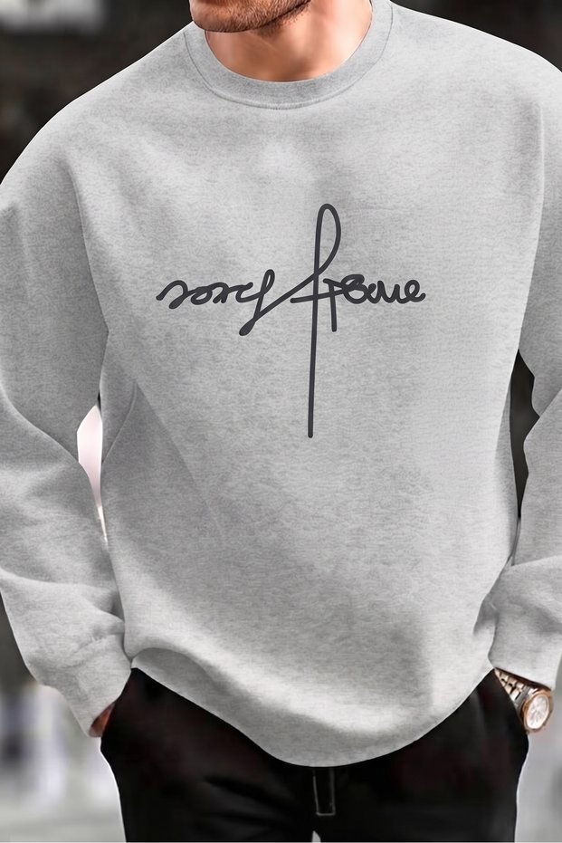 Unisex Large Forgive Printed Graffiti Design 2 Thread Crew Neck Ribbed Oversize Sweatshirt