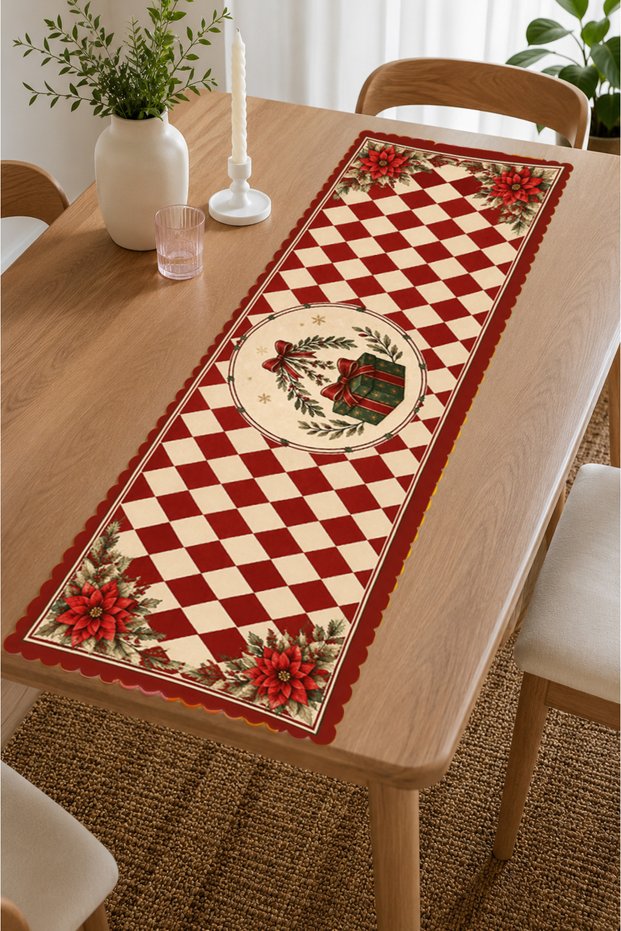 Christmas Red Runner Cover Tablecloth