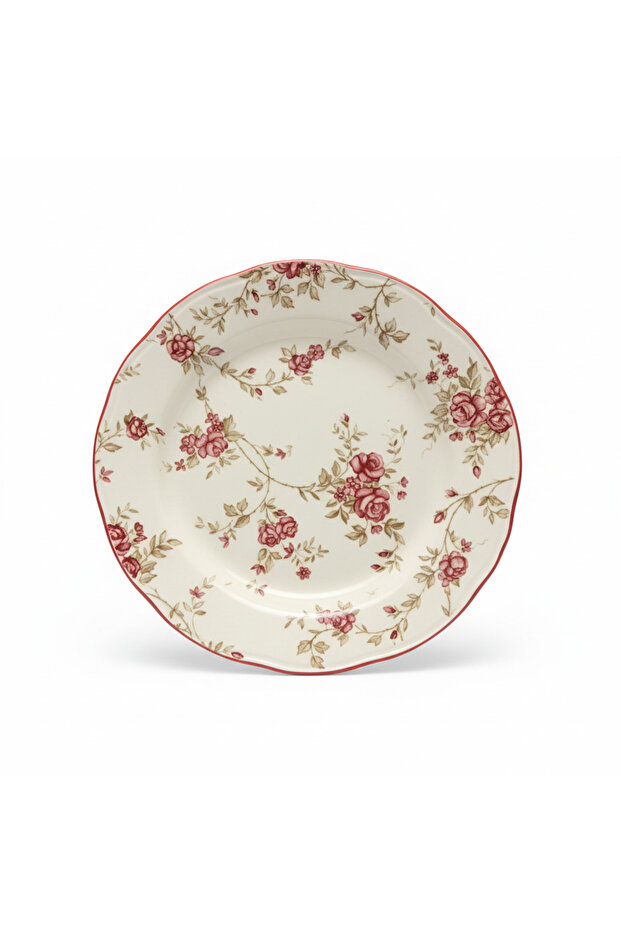 Floral Ceramic Salad Plate Cream - 8.1 Inch