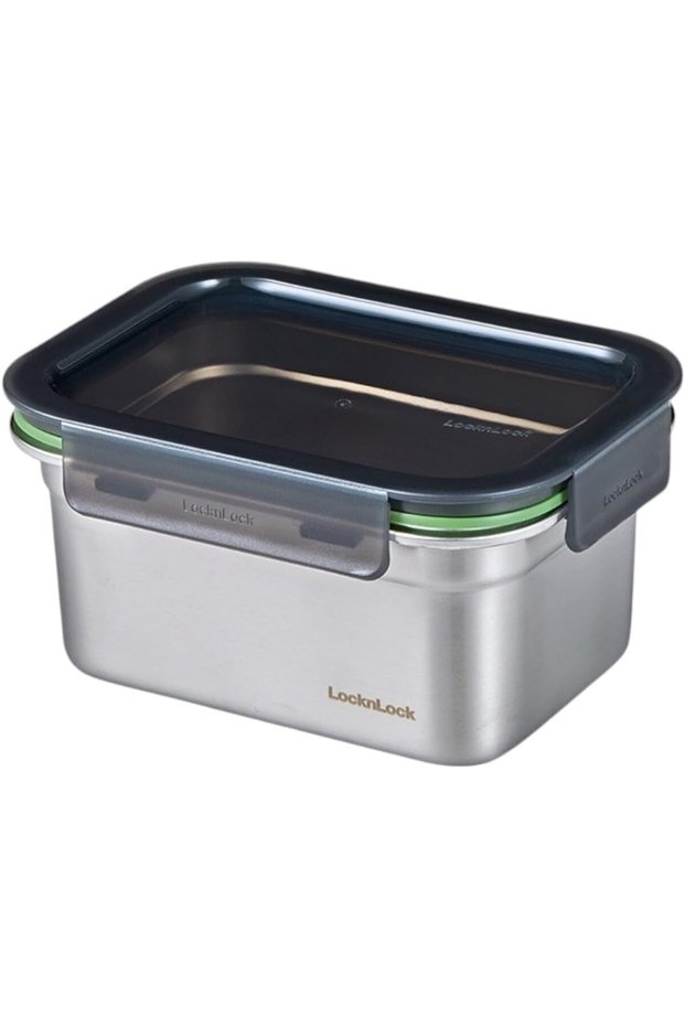 Stainless Steel Stackable Food Container Rectangle 1L – Four-Side Locking Lid, Durable & Leakproof,