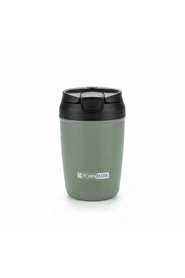 Kitchenmark Travel Mug - 350ml - Sage Green / Red