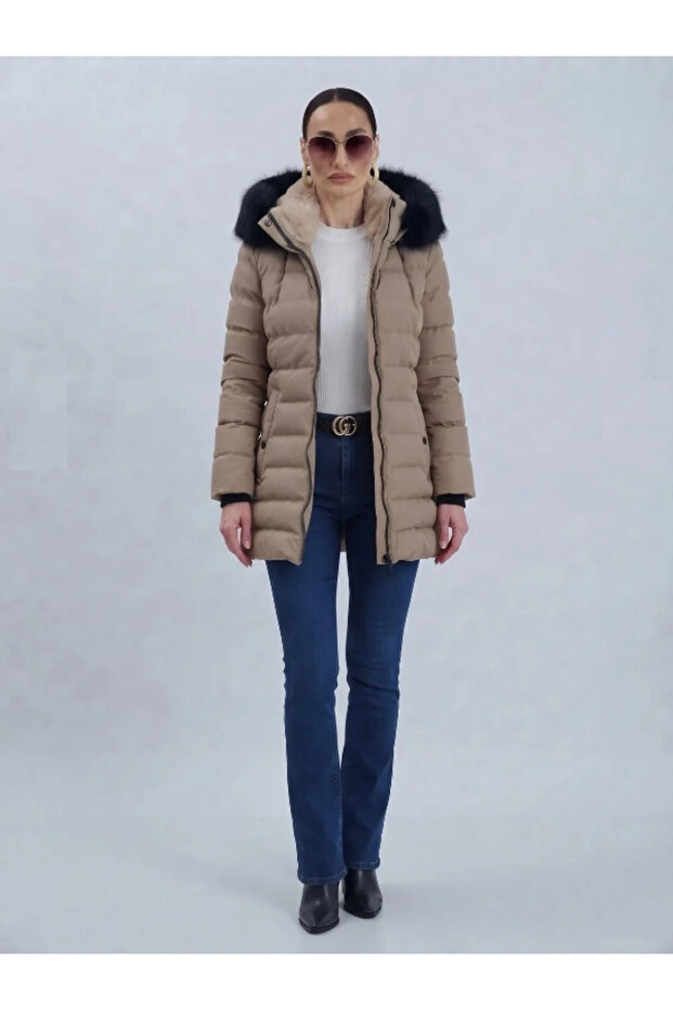 Women's Fur Hooded Inflatable Coat Yasmin