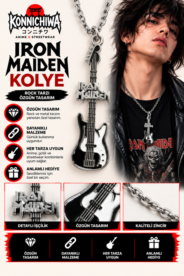 Iron Maiden Necklace Models – Guitar Pick Eddie Heavy Metal Rock Necklace