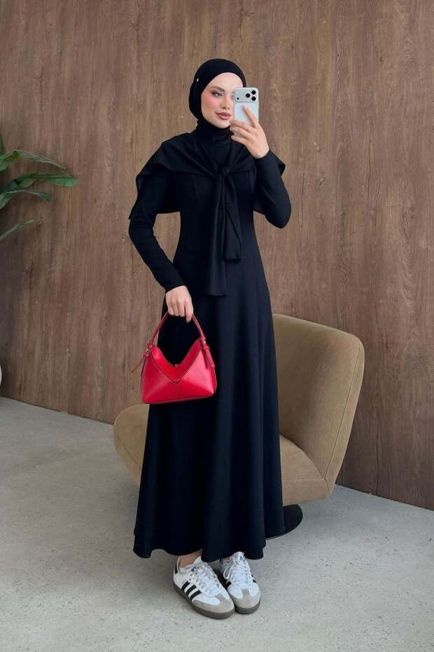 Meylin Shawl Detail Dress Black