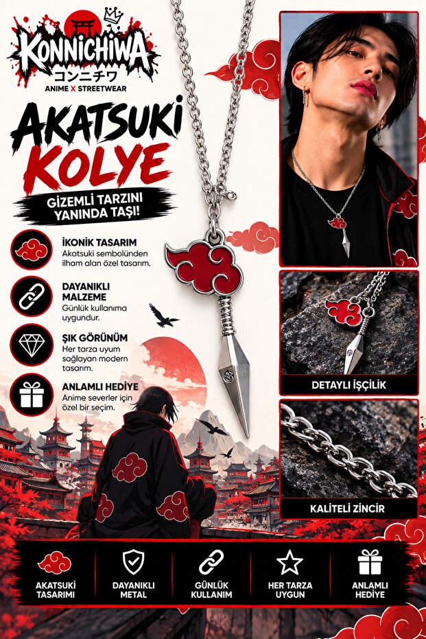 Naruto Sharingan Akatsuki Necklace – Anime Necklace with Konoha Ninja Symbol