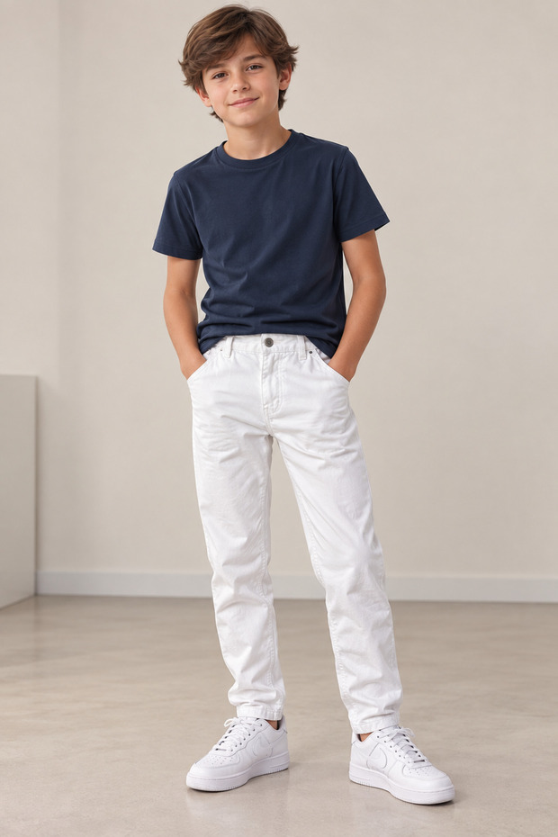 06-16 Years Gabardine Pants - White