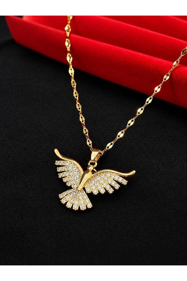 316L Steel Gold Color Phoenix Zircon Stone Necklace