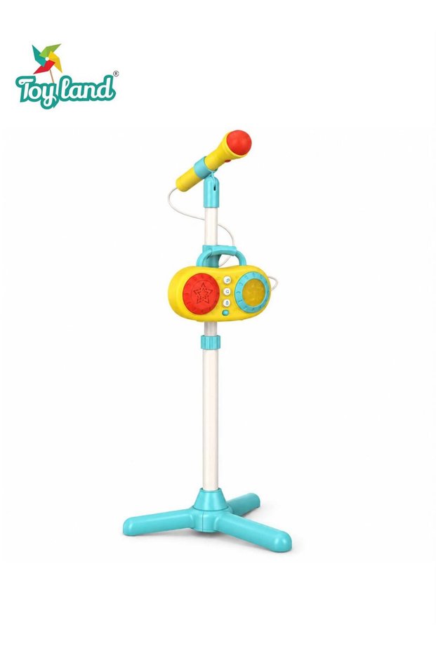 Kids Adjustable Stand Microphone Karaoke Singing Toy with 5 Songs, 6 Rhythm Melodies, Recording & Playback, LED Lights, Portable Music Performance Toy for Kids Ages 2+