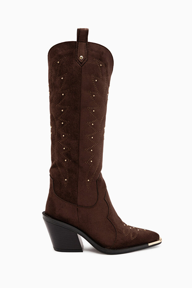 Elnora Brown Suede Embroidered Western Women's Boots