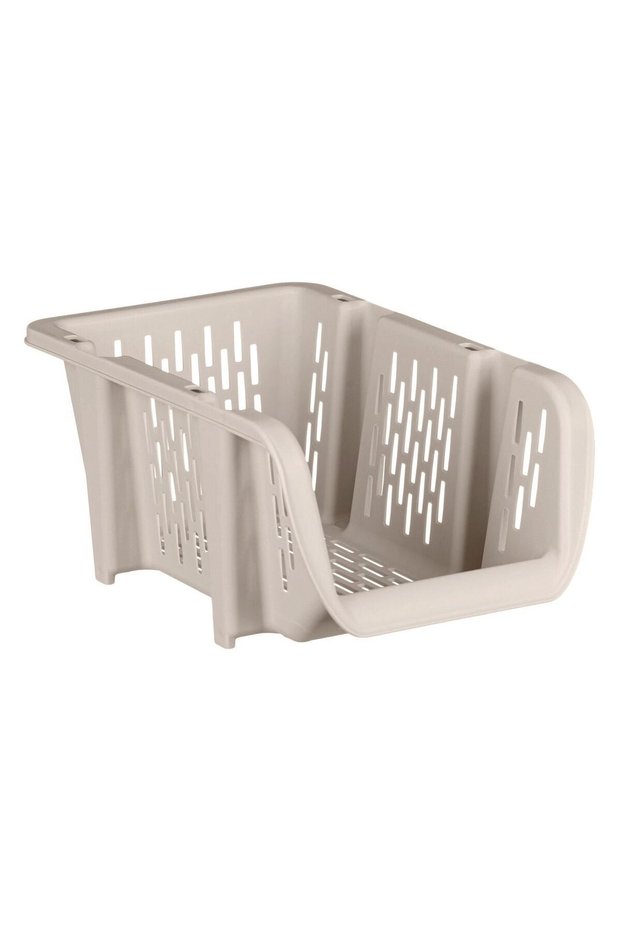 Beige Stackable Storage Basket 30.7x20x13.4cm