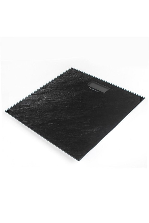 Black Electronic Bathroom Scale with Granite Effect & LCD Display