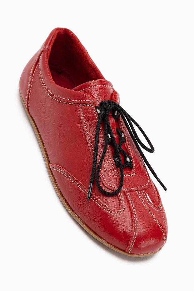 Berry Genuine Leather Red Lace-Up Casual Women's Shoes