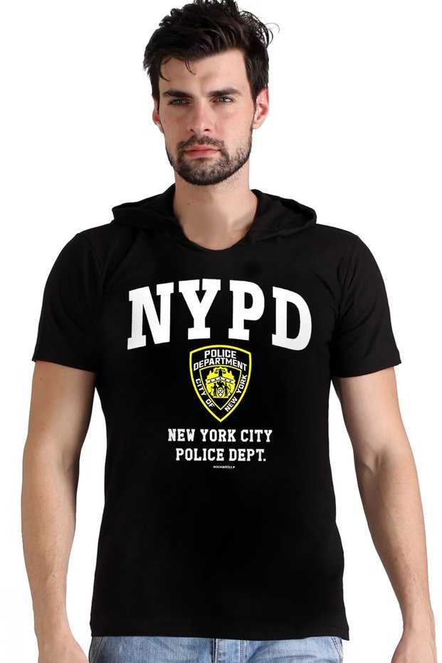 Nypd Hooded Short Sleeve Men's T-Shirt