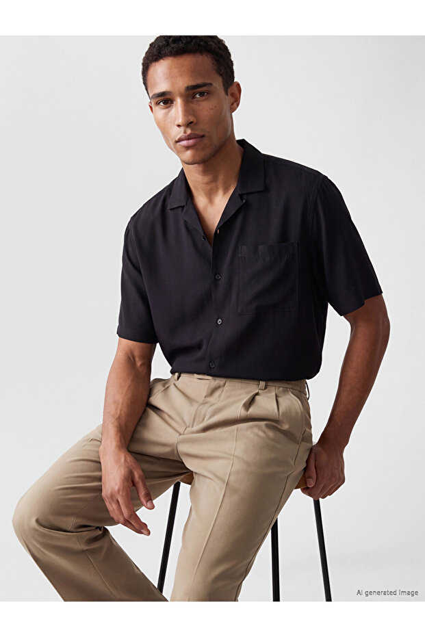 Özmarka New Season Black Regular Fit Men's Shirt