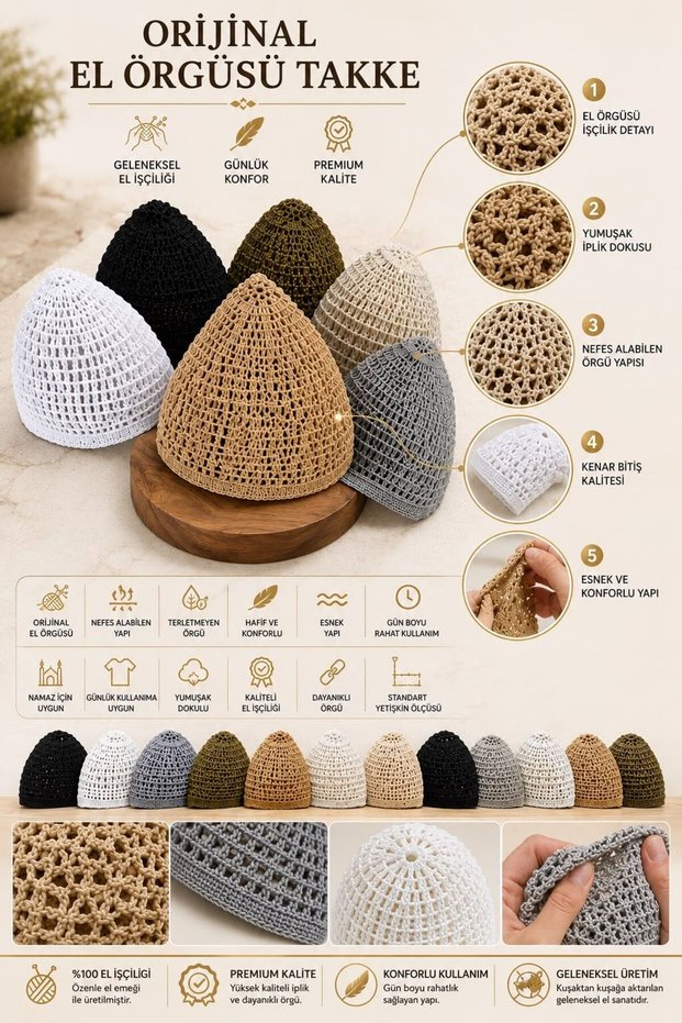 Hand Knitted Skullcap | Breathable Flexible Adult Skull Cap Mixed Color
