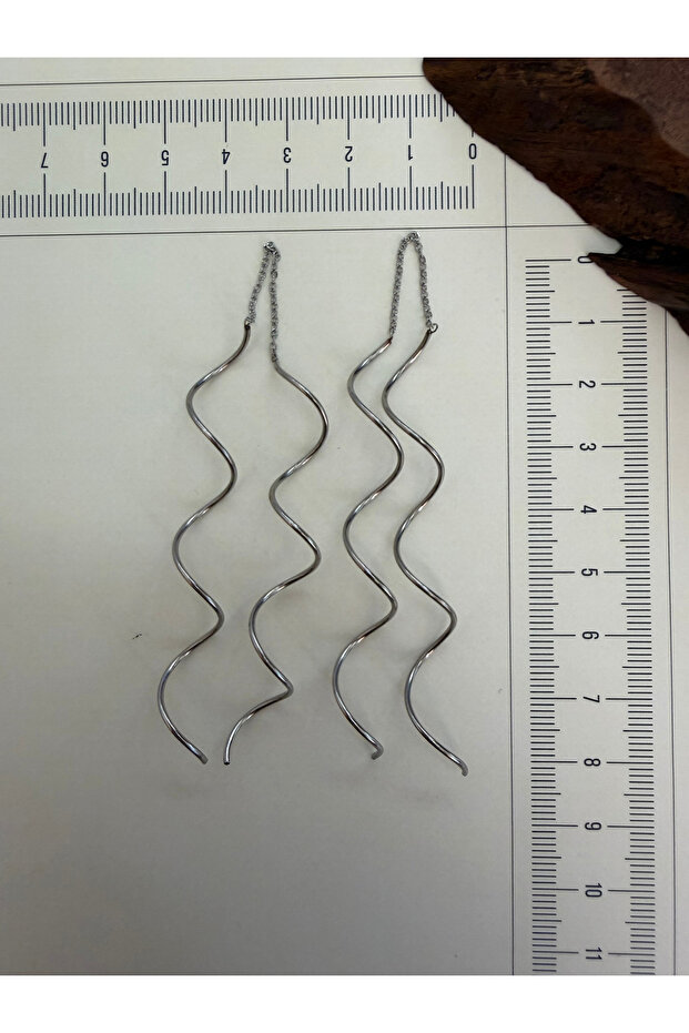316 L Surgical Steel Twisted Earrings Silver Color Twisted Earrings Chain Earrings