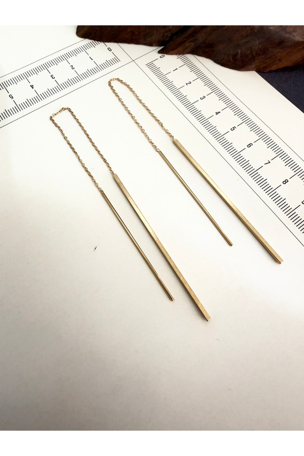 316l surgical steel bar earrings gold color bar earrings chain earrings