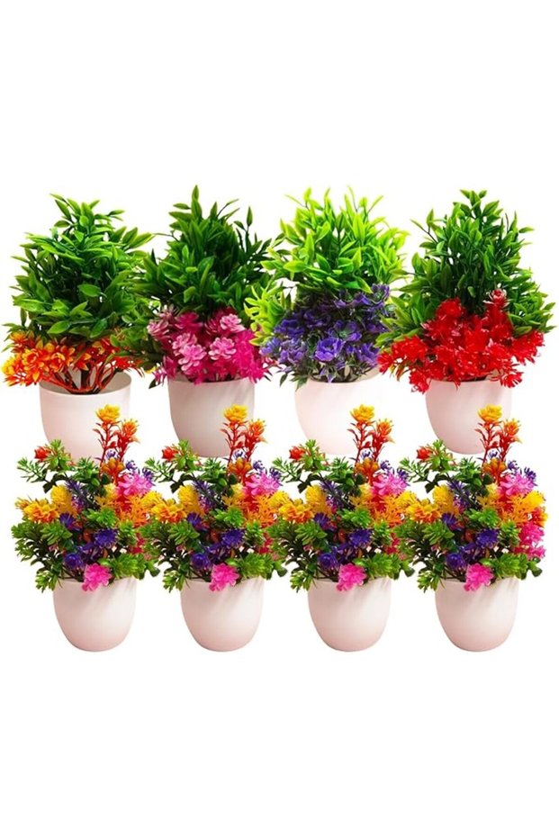 نباتات اصطناعية في أصص، نباتات أوكالبتوس بلاستيكية صغيرة للديكور الداخلي
