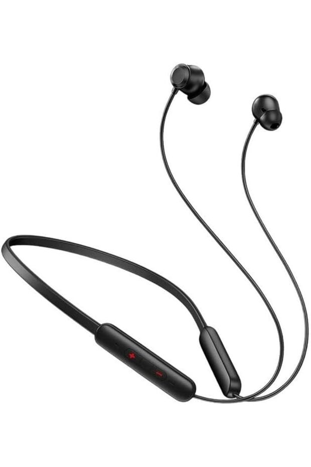 Wireless Neckband, Compatible With Oneplus Z2, with Long Playtime, Magnetic Earbuds and Sweat Resistant Build, 30 Hours Playback - Black