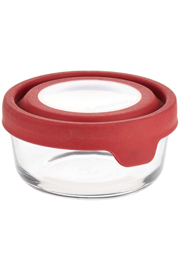 Anchor Hocking TrueSeal 2 Cup / 473ml Round Glass Food Storage Container with Cherry Red Airtight L