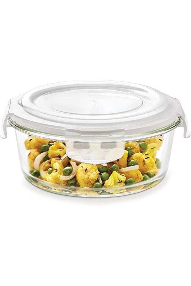 FOOD STORAGE CONTAINER MICROWAVE SAFE CONTAINER 950 ML ROUND GLASS STORAGE CONTAINER WITH AIR TIGHT